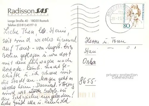 AK / Ansichtskarte Rostock Radisson Hotel Rostock Hafen Wasserspiele Marktplatz 