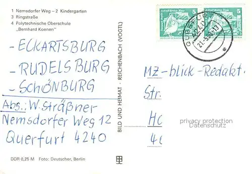 AK / Ansichtskarte Querfurt Nemsdorfer Weg Kindergarten Ringstrasse Polytechn Oberschule Bernhard Koenen Querfurt