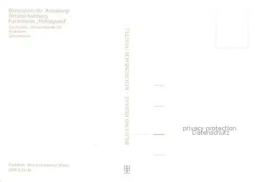 AK / Ansichtskarte Kuehberg Ferienheim Poehlagrund Gaststaette Wiesenbaude Klubraum Speiseraum Kuehberg