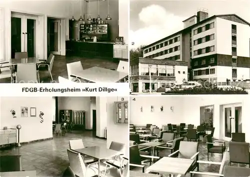 AK / Ansichtskarte Friedrichsbrunn_Harz FDGB Erholungsheim Kurt Dillge Verpflegungsstaette Eingangshalle Bettenhaus Klubraum Friedrichsbrunn Harz