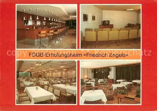AK / Ansichtskarte Templin FDGB Erholungsheim Friedrich Engels Hallenbar Fernsehraum Restaurant I Tanzcafe Templin