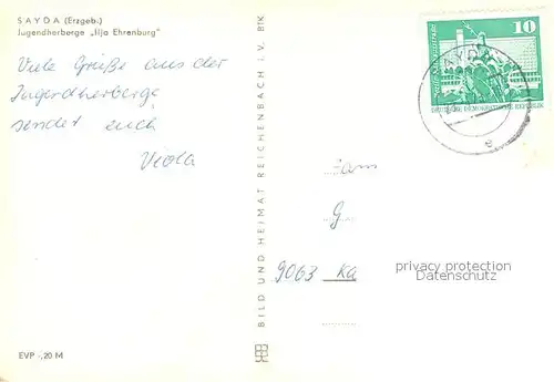 AK / Ansichtskarte Sayda Jugendherberge Ilja Ehrenburg Sayda