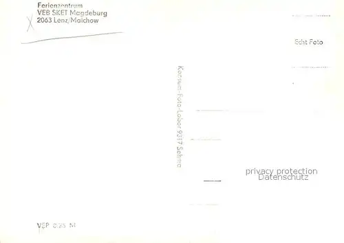 AK / Ansichtskarte Lenz_Malchow Ferienzentrum VEB SKET Magdeburg Lenz Malchow