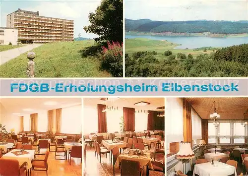 AK / Ansichtskarte Eibenstock FDGB Erholungsheim Eibenstock Gastraeume Seepartie Eibenstock