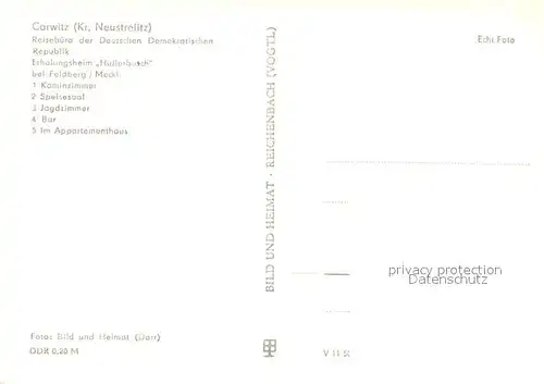 AK / Ansichtskarte Carwitz Erholungsheim Hullerbusch Kaminzimmer Speisesaal Jagdzimmer Bar Im Appartementhaus Carwitz