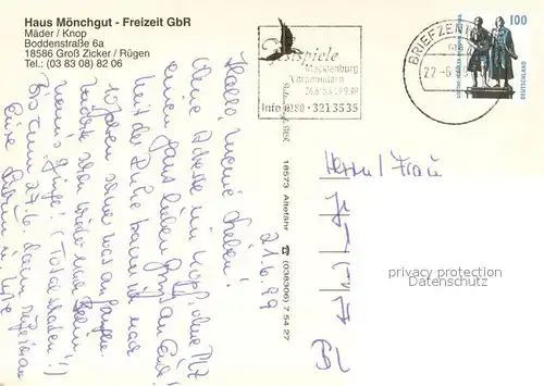 AK / Ansichtskarte Gross_Zicker_Gager Fliegeraufnahme Haus Moenchgut Sauna Zimmer Gaststube Gross_Zicker_Gager