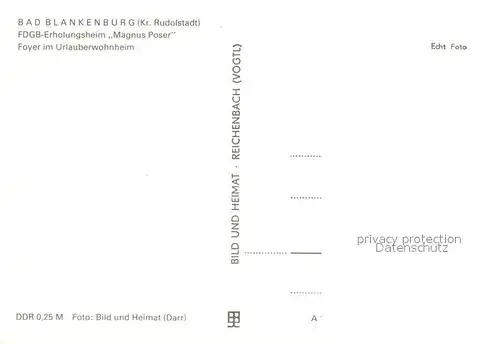 AK / Ansichtskarte Bad_Blankenburg FDGB Erholungsheim Magnus Poser Foyer im Urlauberwohnheim Bad_Blankenburg