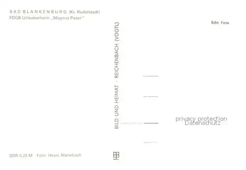 AK / Ansichtskarte Bad_Blankenburg FDGB Urlauberheim Magnus Poser Bad_Blankenburg