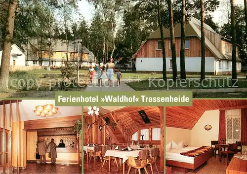 AK / Ansichtskarte Trassenheide_Usedom Ferienhotel Waldhof Bettenhaeuser Empfang Jagdzimmer Gaestezimmer Trassenheide Usedom