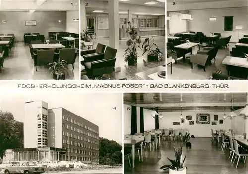 AK / Ansichtskarte Bad_Blankenburg FDGB Erholungsheim Magnus Poser Klubraum Rezeption Leseraum Bauernstube Bad_Blankenburg