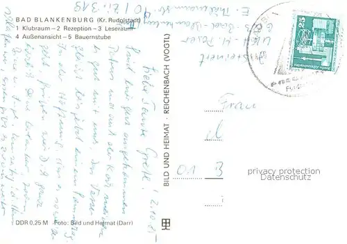 AK / Ansichtskarte Bad_Blankenburg FDGB Erholungsheim Magnus Poser Klubraum Rezeption Leseraum Bauernstube Bad_Blankenburg