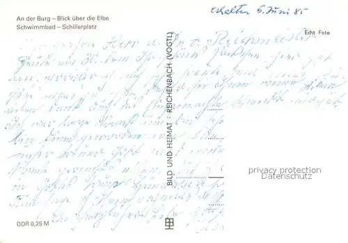 AK / Ansichtskarte Rosslau_Elbe An der Burg Elbepartie Schwimmbad Schillerplatz Rosslau_Elbe