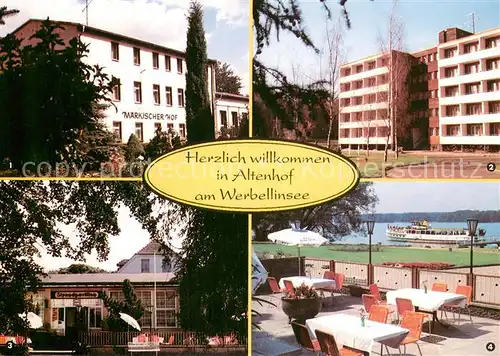 AK / Ansichtskarte Altenhof_Werbellinsee Gaststaette Maerkischer Hof Ferienhotel Gaststaette Strandpavillon Terrasse Werbellinseepartie Altenhof Werbellinsee