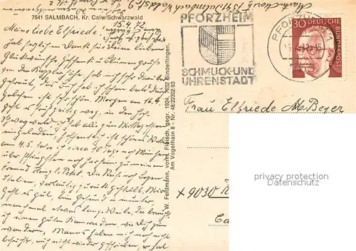 AK / Ansichtskarte Salmbach_Engelsbrand Ortsansichten Kirche Waldweg Schwarzwald Salmbach Engelsbrand