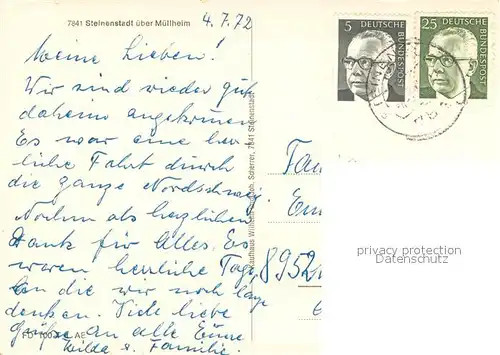 AK / Ansichtskarte Steinenstadt Panorama Ortsansicht mit Kirchenstrasse Campingplatz Vogesenblick Freibad Thermalsportbad Steinenstadt