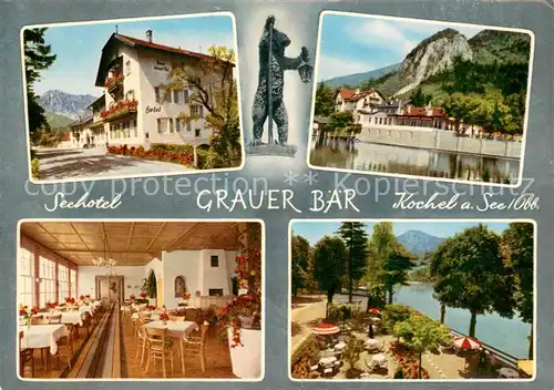 AK / Ansichtskarte Kochel_See Seehotel Grauer Baer Restaurant Terrasse Kochel_See