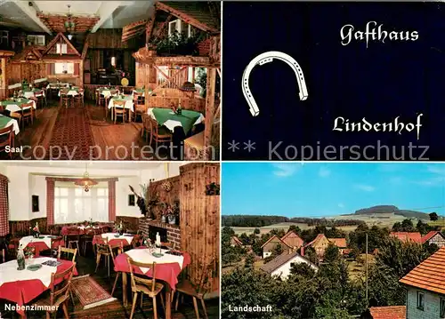 AK / Ansichtskarte Oberdielbach Gasthaus Lindenhof Saal Nebenzimmer Landschaft Oberdielbach