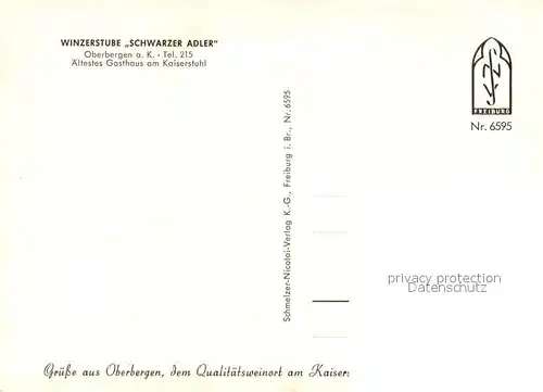AK / Ansichtskarte Oberbergen_Vogtsburg Winzerstube Schwarzer Adler aeltestes Gasthaus am Kaiserstuhl Ochsenkarren Oberbergen Vogtsburg