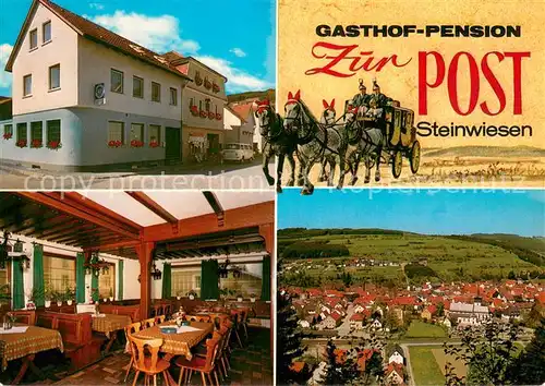 AK / Ansichtskarte Steinwiesen Gasthof Pension Zur Post Gaststube Panorama Steinwiesen