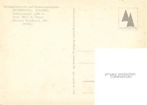 AK / Ansichtskarte St_Peter_Schwarzwald Berghotel Kandel St_Peter_Schwarzwald