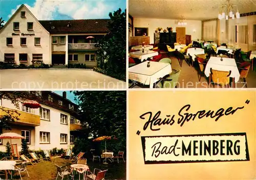 AK / Ansichtskarte Bad_Meinberg Haus Sprenger Gaststube Freiterrasse Bad_Meinberg