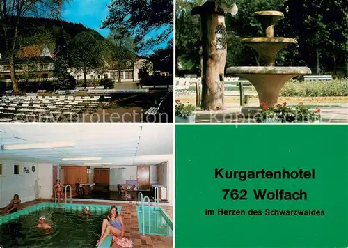 AK / Ansichtskarte Wolfach Kurgartenhotel Mineralbrunnen im Kurgarten Hallenbd Wolfach