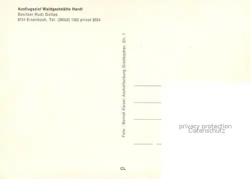 AK / Ansichtskarte Eisenbach_Unterfranken Waldgaststaette Hardt Gastraeume Eisenbach Unterfranken