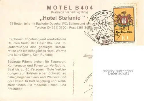 AK / Ansichtskarte Bad_Segeberg Motel B404 Raststaette Hotel Stefanie Bad_Segeberg