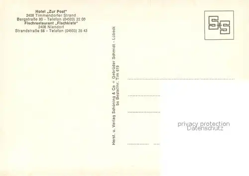 AK / Ansichtskarte Timmendorfer_Strand Hotel Zur Post und Fischrestaurant Fischkiste Gastraum Bar Terrasse Timmendorfer_Strand