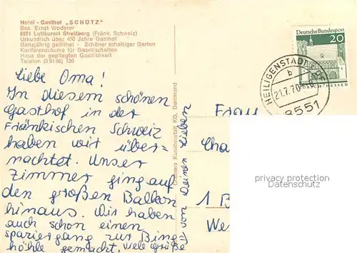 AK / Ansichtskarte Streitberg_Oberfranken Hotel Gasthof Schuetz Streitberg Oberfranken