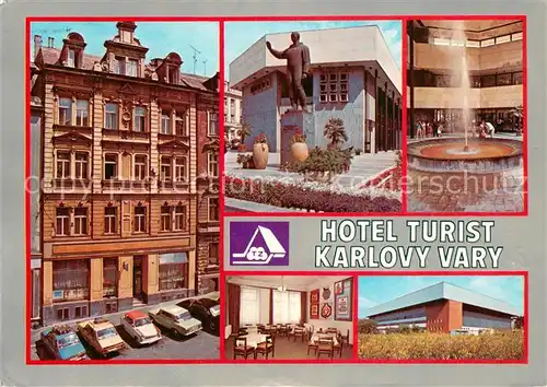 AK / Ansichtskarte Karlovy_Vary_Karlsbad Hotel Turist Denkmal Brunnen 