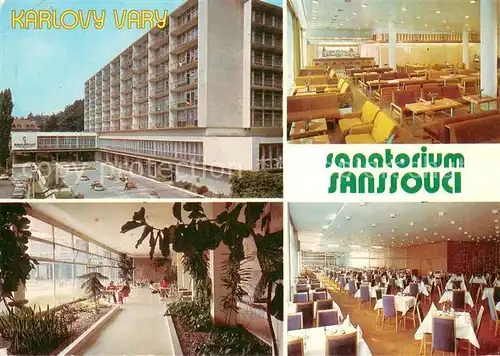 AK / Ansichtskarte Karlovy_Vary_Karlsbad Sanatorium Sanssouci Speisesaal 