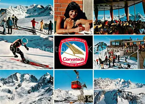 AK / Ansichtskarte St_Moritz_GR Skigebiet Corvatsch Silvaplana Bergrestaurant Bergbahn Alpen St_Moritz_GR