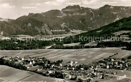 AK / Ansichtskarte Aschau_Chiemgau Fliegeraufnahme mit Kampenwand Aschau Chiemgau