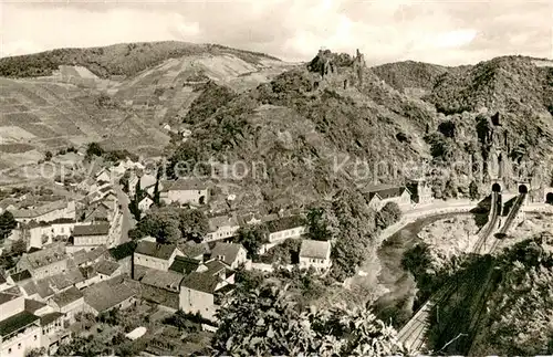 AK / Ansichtskarte Altenahr Fliegeraufnahme mit Burg Are und den 3 Tunnels Altenahr