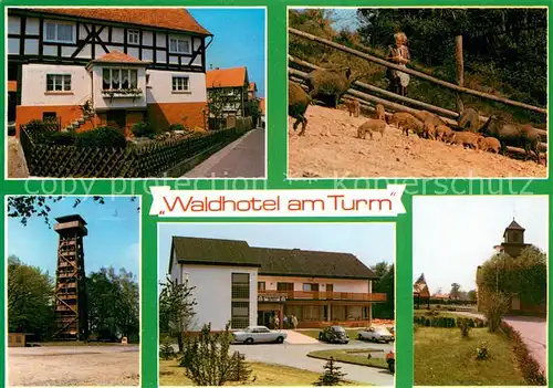 AK / Ansichtskarte Burgholz_Kirchhain Waldhotel am Turm Wildgehege Aussichtsturm Burgholz Kirchhain