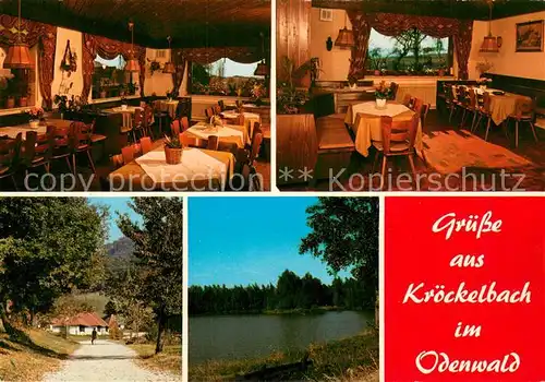 AK / Ansichtskarte Kroeckelbach_Odenwald Gasthaus Zur Waldeslust Gastraum Weschnitz Stausee Kroeckelbach Odenwald