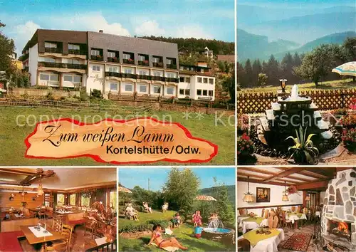 AK / Ansichtskarte Kortelshuette Gasthof Pension Cafe Zum weissen Lamm Restaurant Kamin Garten Brunnen Kortelshuette