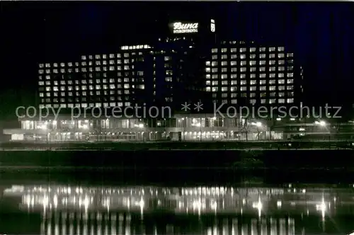 AK / Ansichtskarte Budapest Hotel Duna International Continental Nachtaufnahme Budapest