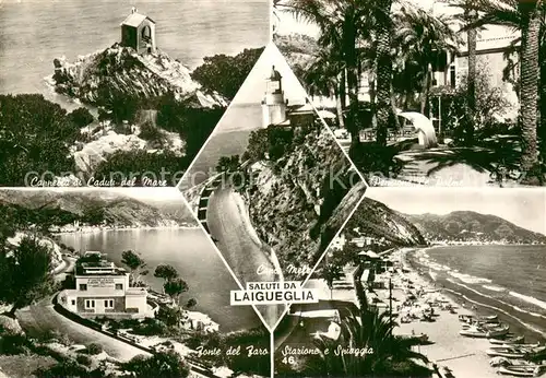 AK / Ansichtskarte Laigueglia  Cappella di Caduti del Mare Fonte del Faro Capo Melo Pensione Stazione e Spiaggia Laigueglia 