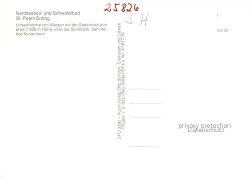 AK / Ansichtskarte St_Peter Ording Seebruecke Sandbank Kurzentrum Fliegeraufnahme St_Peter Ording