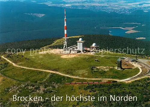 AK / Ansichtskarte Brocken_Harz Fliegeraufnahme mit UKW und Fernsehsender Brocken Harz
