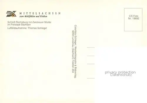 AK / Ansichtskarte Rochsburg Schloss Rochsburg mit Zwickauer Mulde Fliegeraufnahme Rochsburg