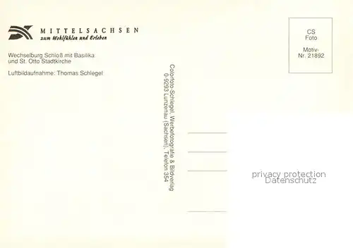 AK / Ansichtskarte Wechselburg Schloss mit Basilika und St Otto Stadtkirche Fliegeraufnahme Wechselburg