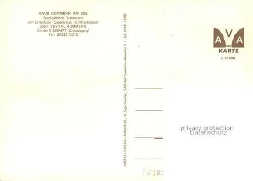 AK / Ansichtskarte Kommern_Commern_Mechernich Restaurant Haus Kommern am See 