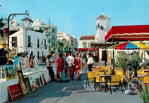 AK / Ansichtskarte Torremolinos Calle de la Nogalera Strassenkuenstler Cafe Torremolinos