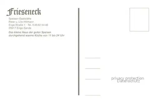 AK / Ansichtskarte Enge Sande Gaststaette Frieseneck Restaurant Theke Enge Sande