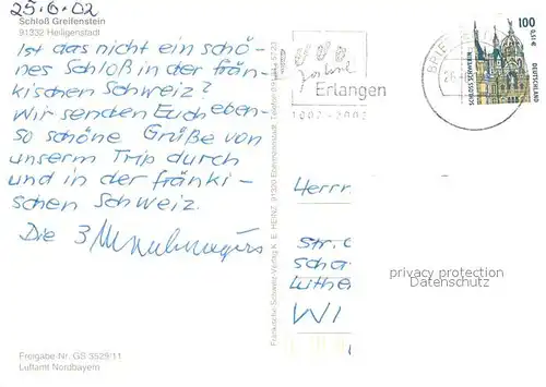 AK / Ansichtskarte Heiligenstadt_Oberfranken Schloss Greifenstein Fliegeraufnahme Heiligenstadt_Oberfranken