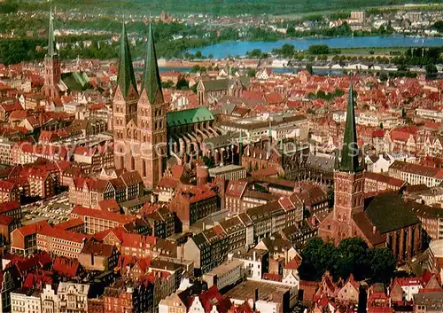 AK / Ansichtskarte Luebeck Fliegeraufnahme mit Kirchen Luebeck