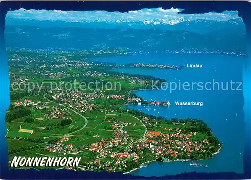 AK / Ansichtskarte Nonnenhorn_Bodensee Fliegeraufnahme mit Lindau und Wasserburg Nonnenhorn Bodensee
